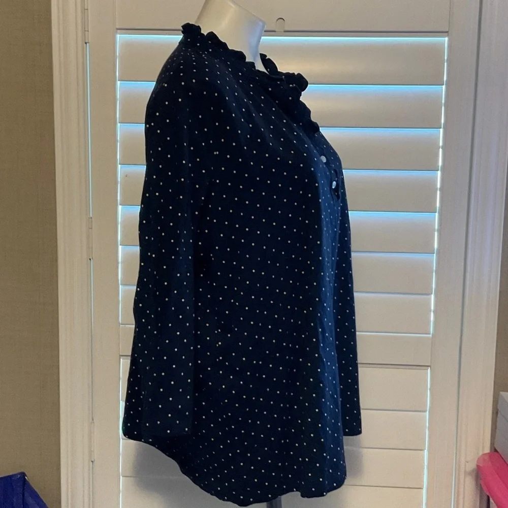 Chaps Navy Polka Dot Blouse